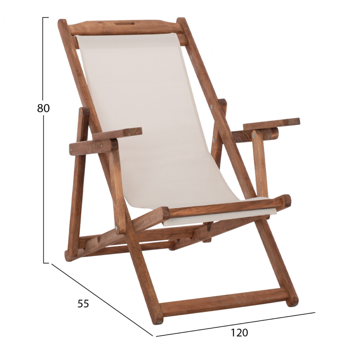 ΣΕΖΛΟΝΓΚ ΛΗΜΝΟΣ ΜΕ ΜΠΡΑΤΣΑ ΕΜΠ/ΣΜΟΣ ΚΑΡΥΔΙ ΜΕ PVC 2Χ1 ΕΚΡΟΥ LH10.11433.01 62,5x97x105εκ. - Image 2