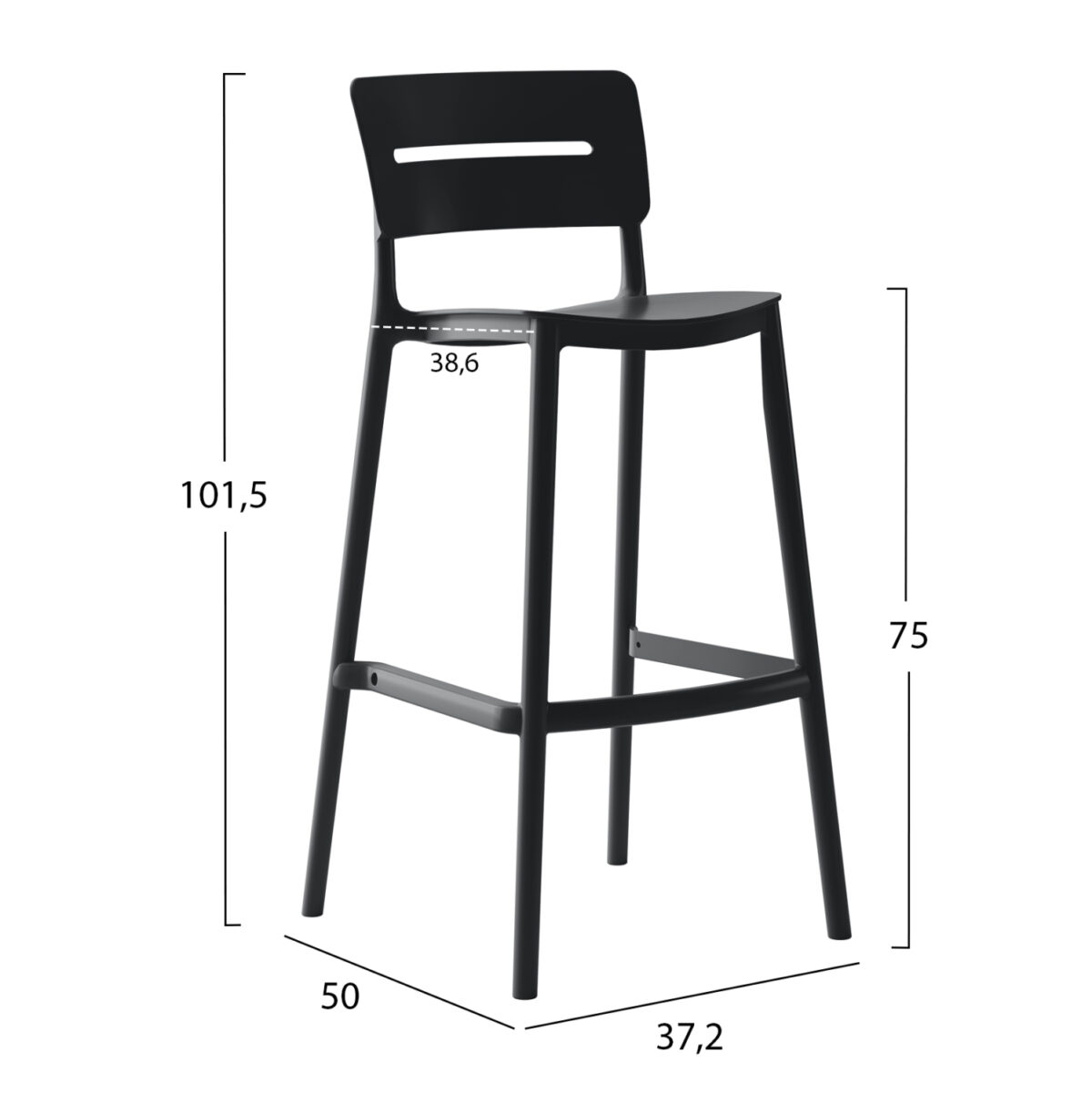 ΣΚΑΜΠΟ BAR ΠΟΛΥΠΡΟΠΥΛΕΝΙΟΥ SNOD2 LH10.6100.02 ΜΑΥΡΟ 37,2x50x101,5Υεκ. - Image 2