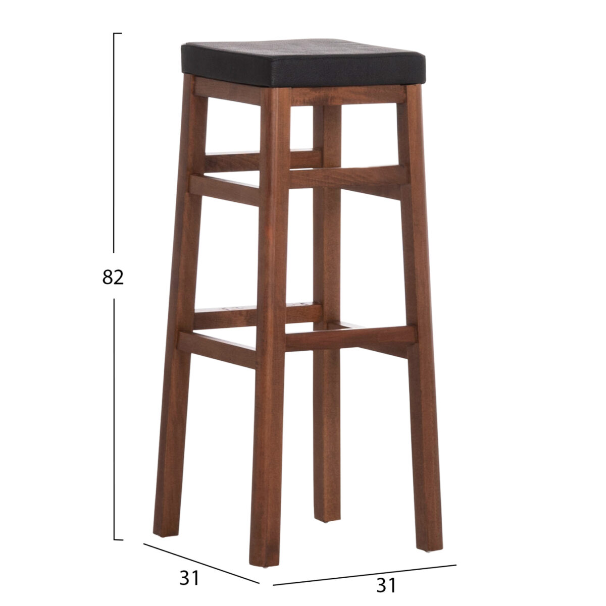 ΣΚΑΜΠO ΚΑΦΕΝΕΙΟΥ ΚΑΦΕ ΜΕ PU ΜΑΥΡΟ ΤΕΤΡΑΓΩΝΟ LH10.8069 30x34x82Υ εκ. - Image 2