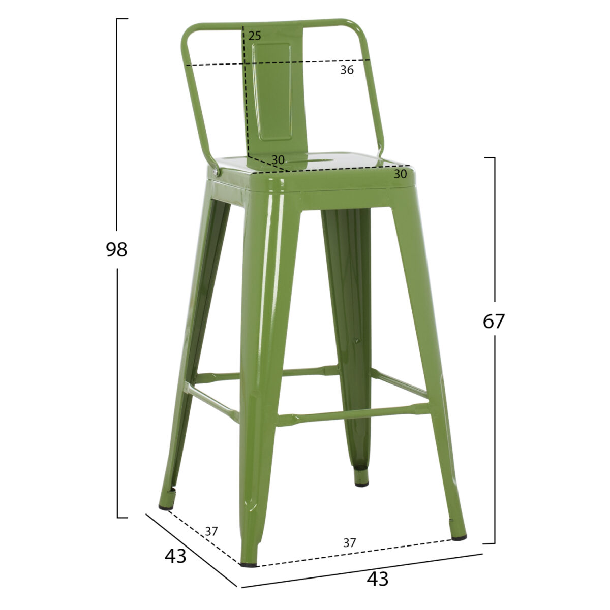 ΣΚΑΜΠΟ ΜΕΣΑΙΟΥ ΥΨΟΥΣ ΜΕΤΑΛΛΙΚΟ MELITA ΣΕ LIGHT OLIVE GREEN LH10.8574.13 42x42x98 εκ. - Image 2