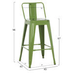 ΣΚΑΜΠΟ ΜΕΣΑΙΟΥ ΥΨΟΥΣ ΜΕΤΑΛΛΙΚΟ MELITA ΣΕ LIGHT OLIVE GREEN LH10.8574.13 42x42x98 εκ. - Image 2