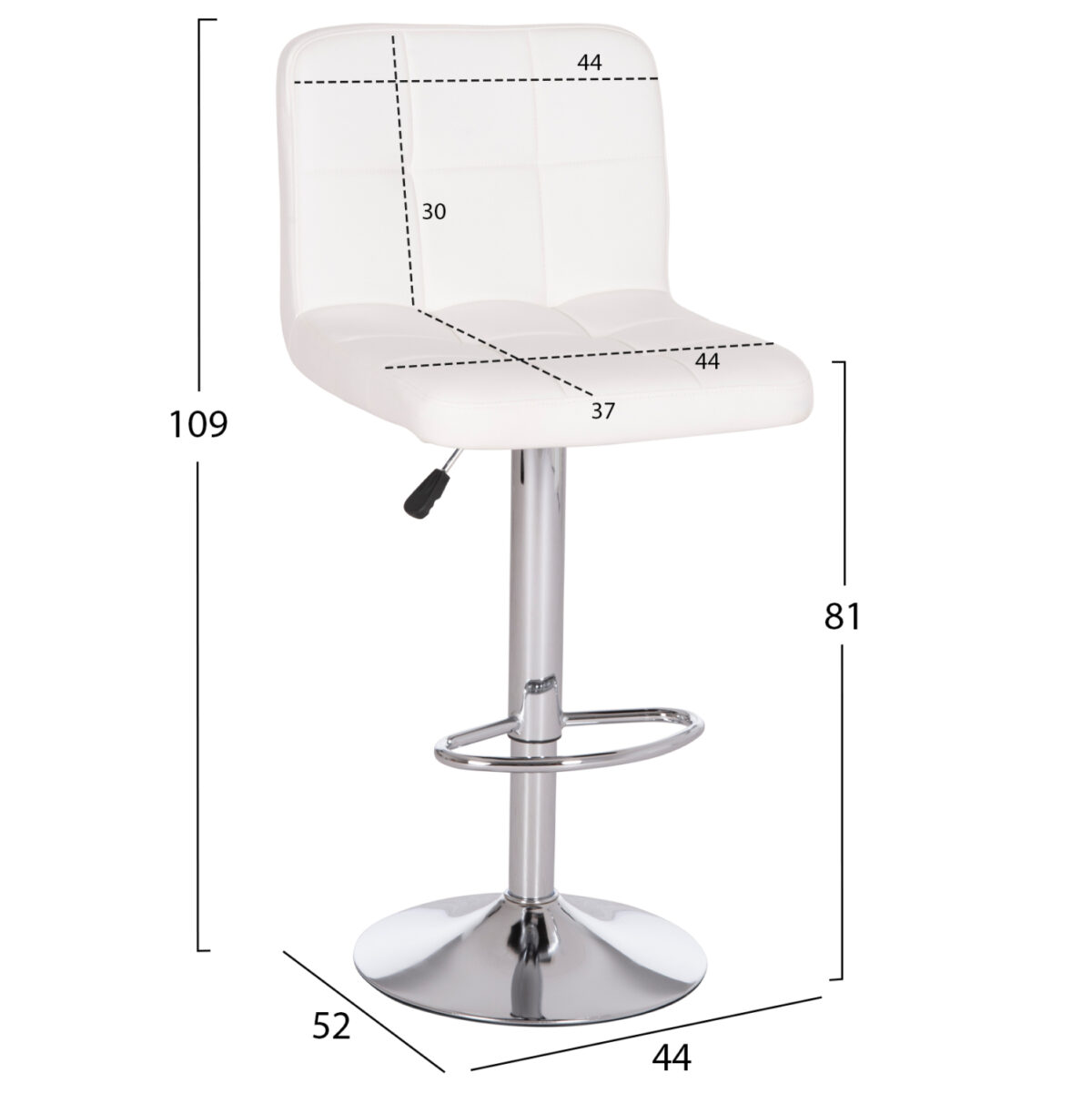 ΣΚΑΜΠΟ ΜΠΑΡ ΠΕΡΙΣΤΡΕΦΟΜΕΝΟ DIANA LH10.202.22 ΛΕΥΚΟ PU--ΜΕΤΑΛΛΟ ΧΡΩΜΙΟ 44x52x109Υεκ. - Image 2