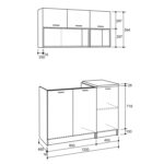 ΣΥΝΘΕΣΗ ΚΟΥΖΙΝΑΣ NIKLAUS ΜΕΛΑΜΙΝΗ ΓΚΡΙ ΜΕ ΠΑΓΚΟ ΛΕΥΚΟ LH10.2438.10 120x46-29,2 εκ. - Image 2