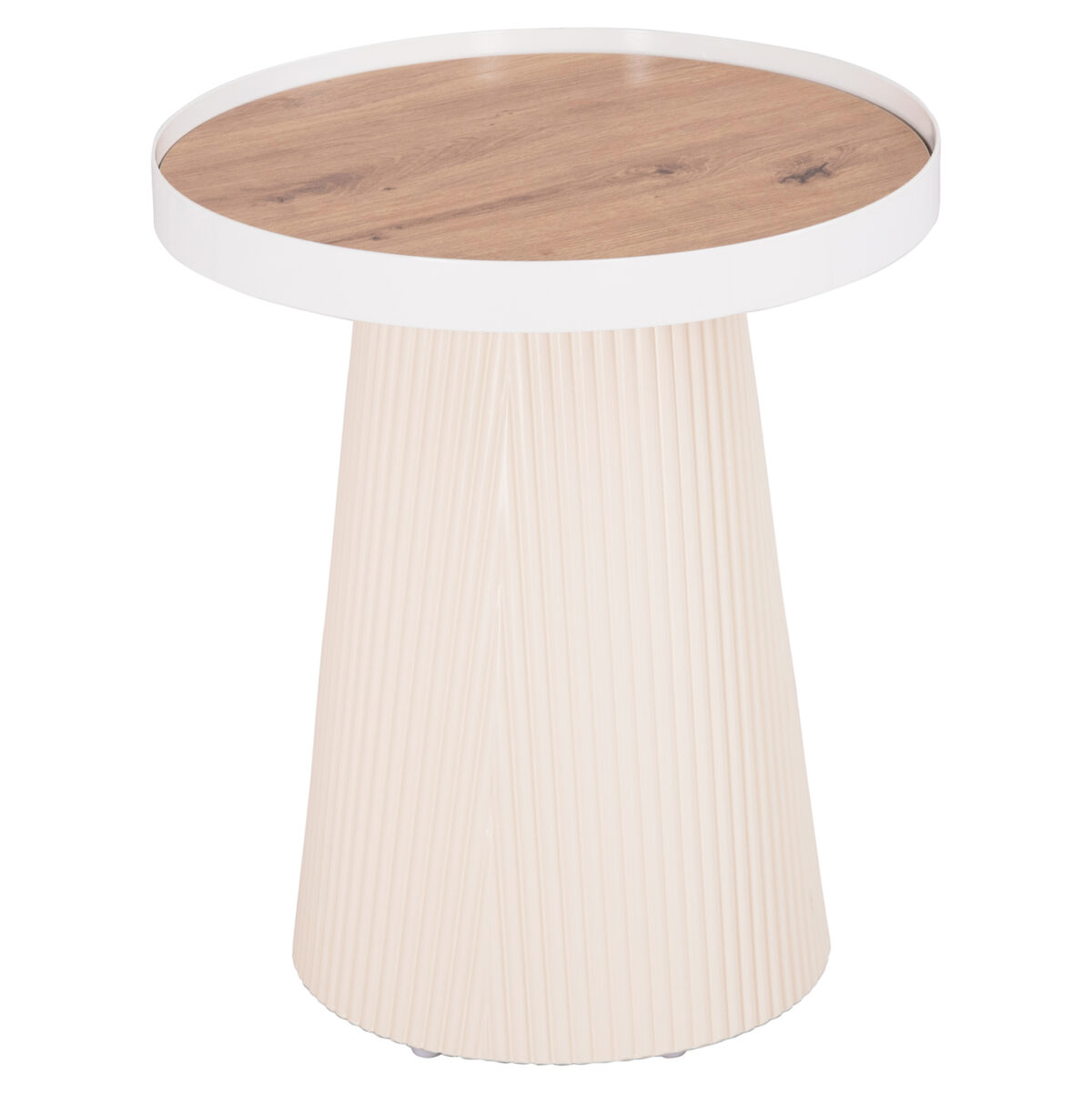 ΤΡΑΠΕΖΑΚΙ ΒΟΗΘΗΤΙΚΟ DENTON LH10.18023.02 MDF TOP ΦΥΣΙΚΟ ΞΥΛΟΥ-ΒΑΣΗ ΛΕΥΚΗ Φ45x51,5Υεκ. - Image 1