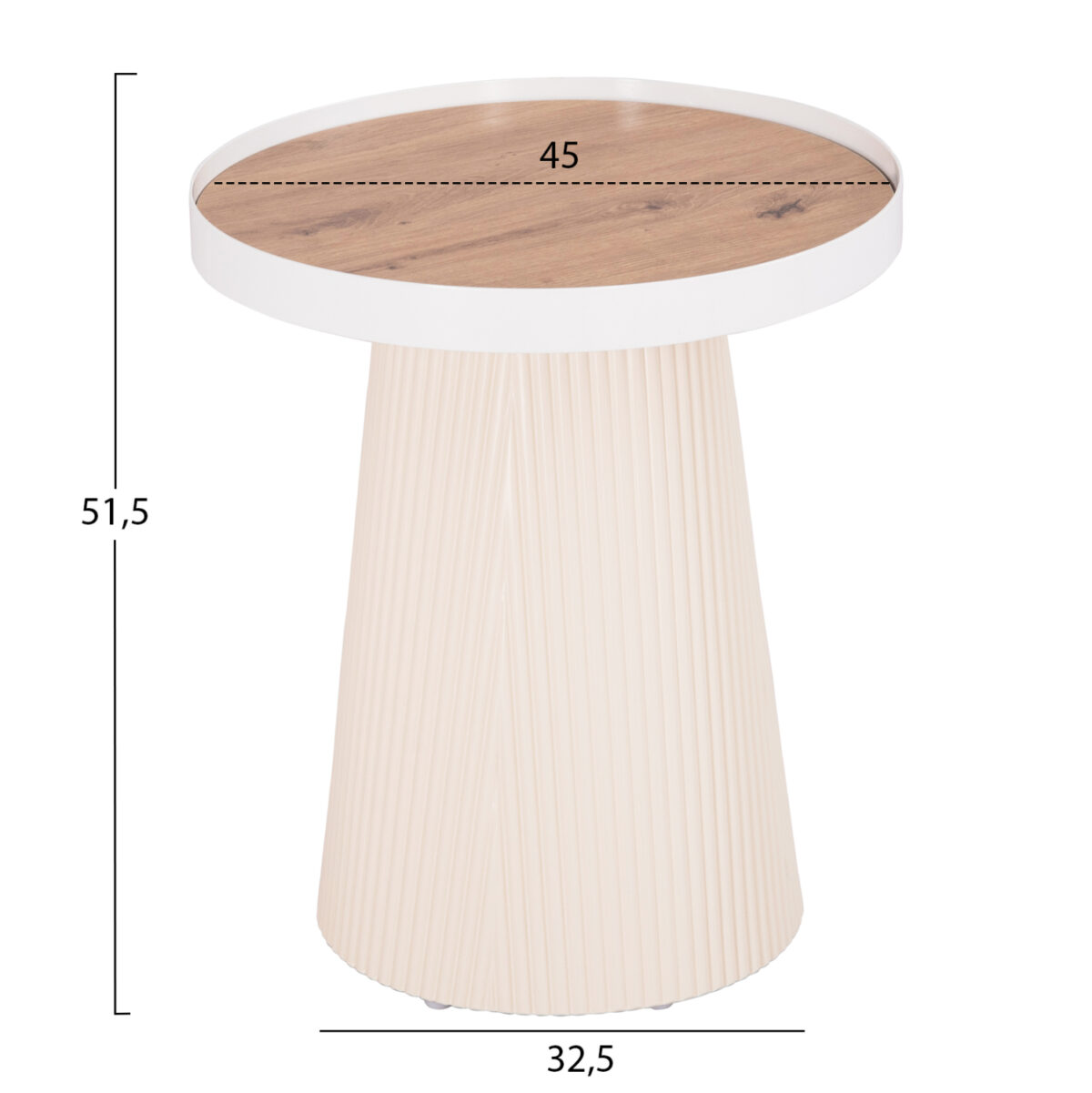 ΤΡΑΠΕΖΑΚΙ ΒΟΗΘΗΤΙΚΟ DENTON LH10.18023.02 MDF TOP ΦΥΣΙΚΟ ΞΥΛΟΥ-ΒΑΣΗ ΛΕΥΚΗ Φ45x51,5Υεκ. - Image 2