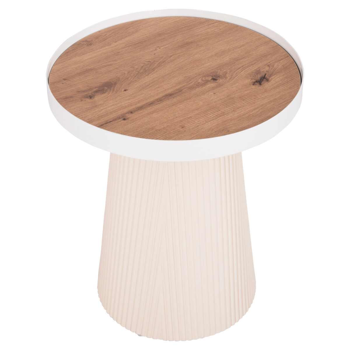 ΤΡΑΠΕΖΑΚΙ ΒΟΗΘΗΤΙΚΟ DENTON LH10.18023.02 MDF TOP ΦΥΣΙΚΟ ΞΥΛΟΥ-ΒΑΣΗ ΛΕΥΚΗ Φ45x51,5Υεκ. - Image 4