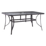ΤΡΑΠΕΖΙ BRUNO 150X90Χ75Υεκ. ΜΕΤΑΛΛΙΚΟ ΟΡΘΟΓΩΝΙΟ ΓΚΡΙ ΜΕ ΤΡΥΠΑ ΟΜΠΡΕΛΑΣ Φ38  LH10.5145.11