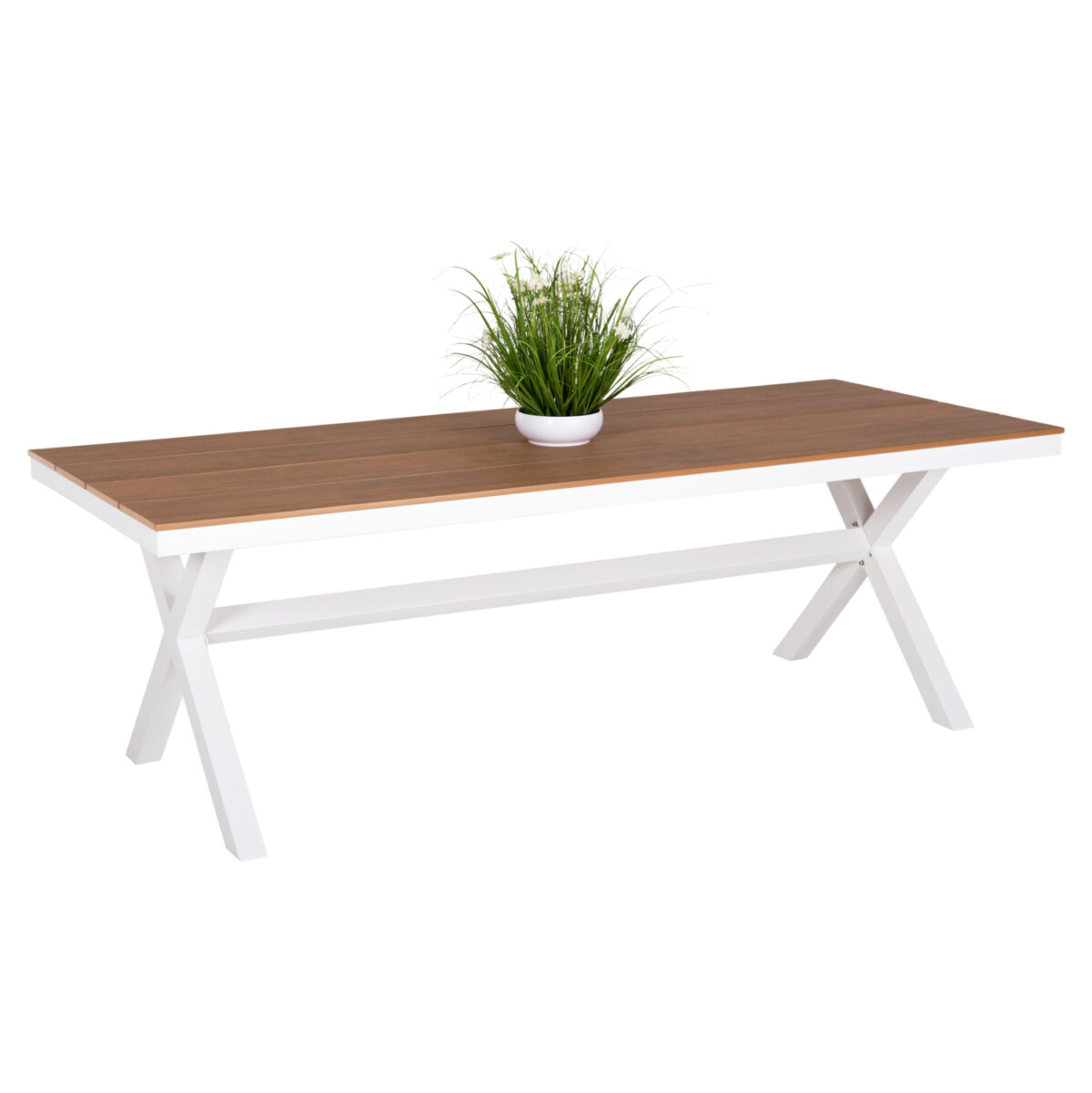 ΤΡΑΠΕΖΙ ΑΛΟΥΜΙΝΙΟΥ ΟΡΘΟΓΩΝΙΟ TAWNEE LH10.6039.02 ΛΕΥΚΟ-POLYWOOD ΦΥΣΙΚΟ 219,5x89,5x73Υ - Image 1