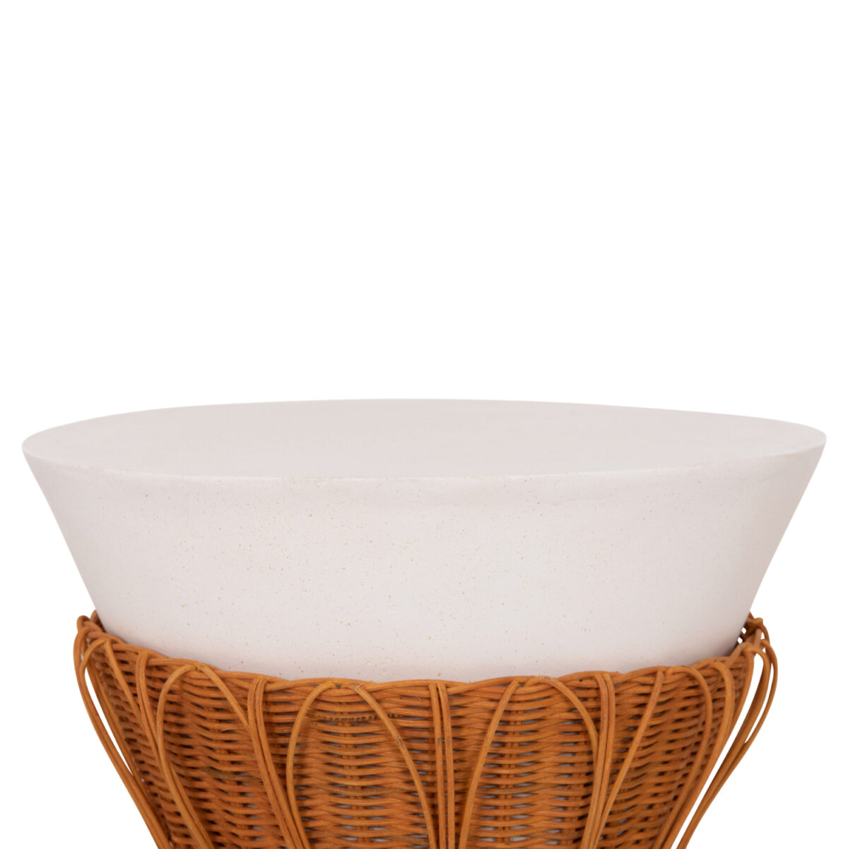 ΤΡΑΠΕΖΙ ΒΟΗΘΗΤΙΚΟ PERRAL LH10.18164.02S FIBER CEMENT ΛΕΥΚΟ-ΦΥΣΙΚΟ RATTAN--Φ42x36Υεκ - Image 4