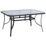 ΤΡΑΠΕΖΙ BRUNO 150X90Χ72Υεκ. ΓΚΡΙ ΜΕΤΑΛΛΙΚΟ ΜΕ ΓΥΑΛΙΝΗ ΕΠΙΦΑΝΕΙΑ LH10.5145.01