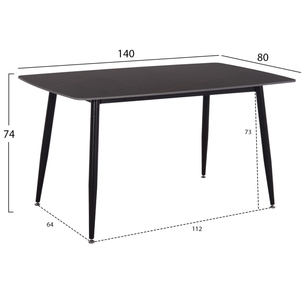 ΤΡΑΠΕΖΙ RAVEN LH10.18149.02 ΚΕΡΑΜΙΚΟ TOP ΜΕ ΟΨΗ ΜΑΥΡΟ ΜΑΡΜΑΡΟ 140x80x74Υεκ. - Image 2
