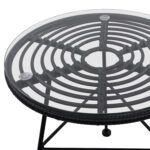 ΤΡΑΠΕΖΙ ΜΕΤΑΛΛΙΚΟ ALLEGRA ΜΕ WICKER ΣΕ ΜΑΥΡΗ ΑΠΟΧΡΩΣΗ ΚΑΙ ΓΥΑΛΙ LH10.5459.02  Φ45x46εκ - Image 4