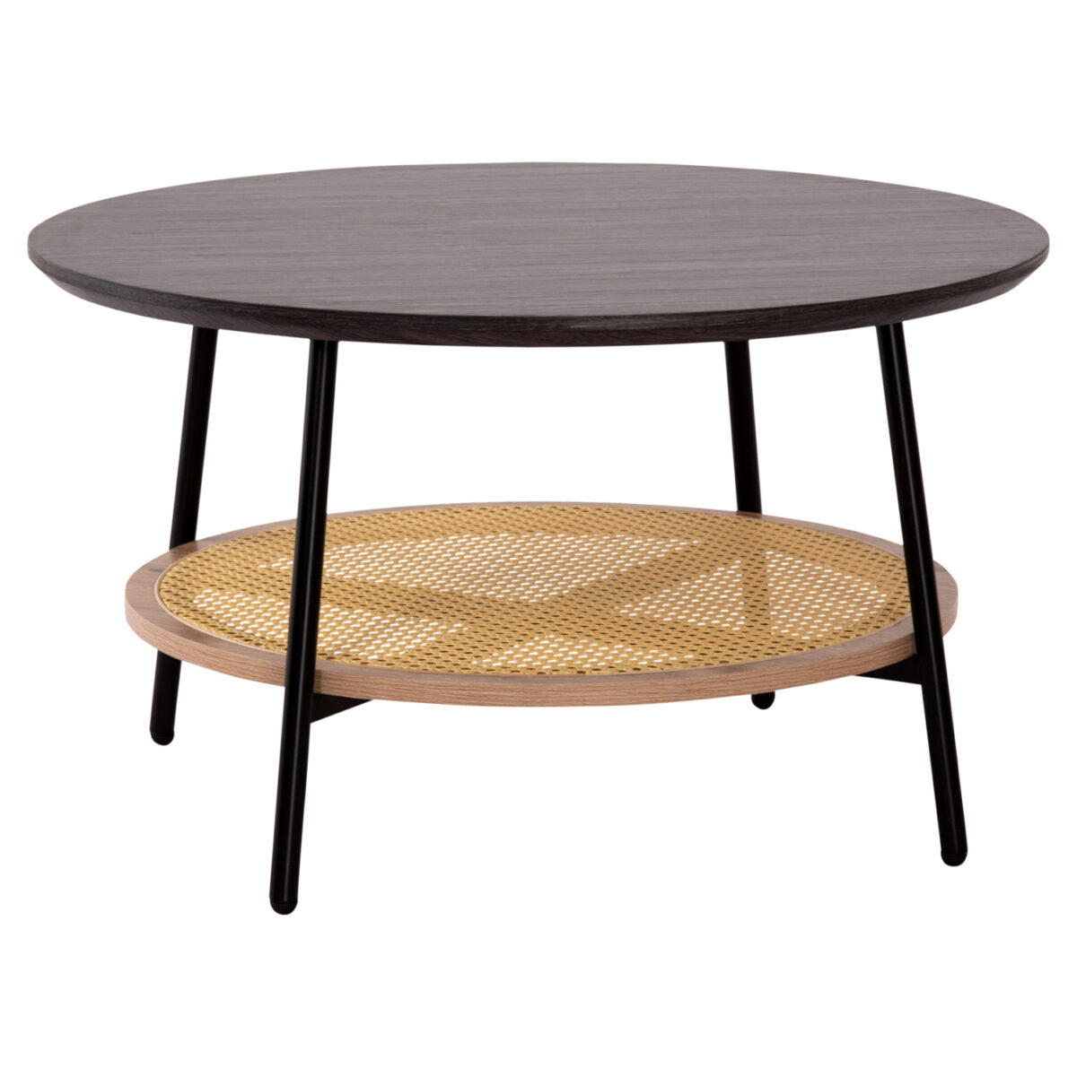 ΤΡΑΠΕΖΙ ΣΑΛΟΝΙΟΥ SEWELL LH10.18033 MDF ΣΕ ZEBRANO-ΜΕΤΑΛΛΙΚΑ ΠΟΔΙΑ-WICKER Φ80x46,5Υεκ. - Image 1