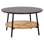 ΤΡΑΠΕΖΙ ΣΑΛΟΝΙΟΥ SEWELL LH10.18033 MDF ΣΕ ZEBRANO-ΜΕΤΑΛΛΙΚΑ ΠΟΔΙΑ-WICKER Φ80x46,5Υεκ.