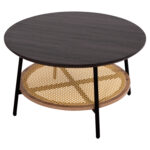 ΤΡΑΠΕΖΙ ΣΑΛΟΝΙΟΥ SEWELL LH10.18033 MDF ΣΕ ZEBRANO-ΜΕΤΑΛΛΙΚΑ ΠΟΔΙΑ-WICKER Φ80x46,5Υεκ. - Image 4