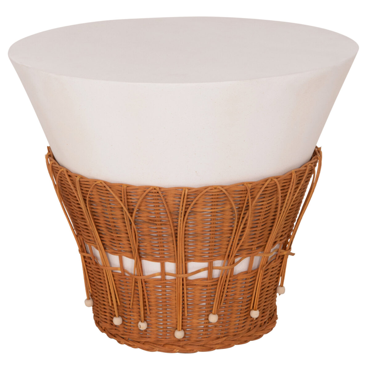 ΤΡΑΠΕΖΙ ΣΑΛΟΝΙΟΥ PERRAL LH10.18164.02L FIBER CEMENT ΛΕΥΚΟ-ΦΥΣΙΚΟ RATTAN--Φ55x45Υεκ - Image 4