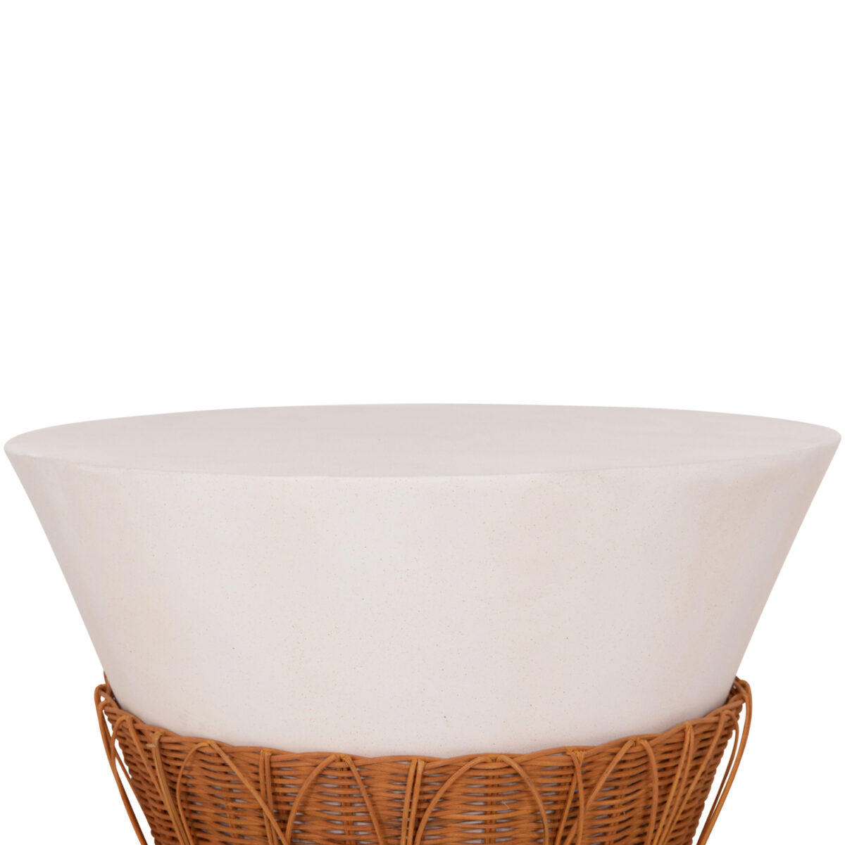 ΤΡΑΠΕΖΙ ΣΑΛΟΝΙΟΥ PERRAL LH10.18164.02L FIBER CEMENT ΛΕΥΚΟ-ΦΥΣΙΚΟ RATTAN--Φ55x45Υεκ - Image 5