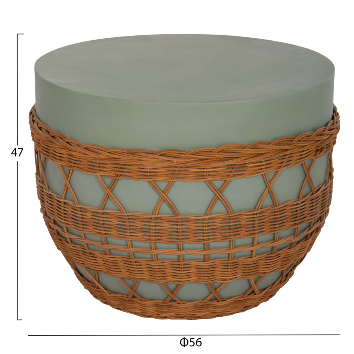 ΤΡΑΠΕΖΙ ΣΑΛΟΝΙΟΥ VILHENA LH10.18165 FIBER CEMENT ΠΡΑΣΙΝΟ-RATTAN ΦΥΣΙΚΟ Φ56x47Υεκ. - Image 2