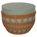 ΤΡΑΠΕΖΙ ΣΑΛΟΝΙΟΥ VILHENA LH10.18165 FIBER CEMENT ΠΡΑΣΙΝΟ-RATTAN ΦΥΣΙΚΟ Φ56x47Υεκ.