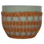 ΤΡΑΠΕΖΙ ΣΑΛΟΝΙΟΥ VILHENA LH10.18165 FIBER CEMENT ΠΡΑΣΙΝΟ-RATTAN ΦΥΣΙΚΟ Φ56x47Υεκ. - Image 3