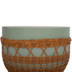 ΤΡΑΠΕΖΙ ΣΑΛΟΝΙΟΥ VILHENA LH10.18165 FIBER CEMENT ΠΡΑΣΙΝΟ-RATTAN ΦΥΣΙΚΟ Φ56x47Υεκ. - Image 4