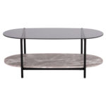 ΤΡΑΠΕΖΙ ΣΑΛΟΝΙΟΥ ΟΒΑΛ KITTY LH10.18040 ΓΥΑΛΙ ΦΙΜΕ TOP-GREY MARBLE ΜΕΛΑΜΙΝΗ 110x50x43Υεκ - Image 3