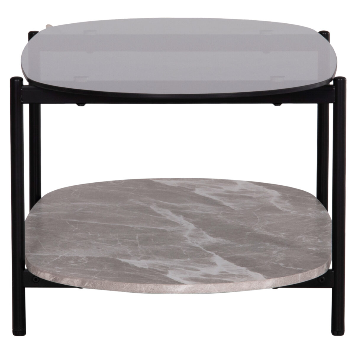 ΤΡΑΠΕΖΙ ΣΑΛΟΝΙΟΥ ΟΒΑΛ KITTY LH10.18040 ΓΥΑΛΙ ΦΙΜΕ TOP-GREY MARBLE ΜΕΛΑΜΙΝΗ 110x50x43Υεκ - Image 4