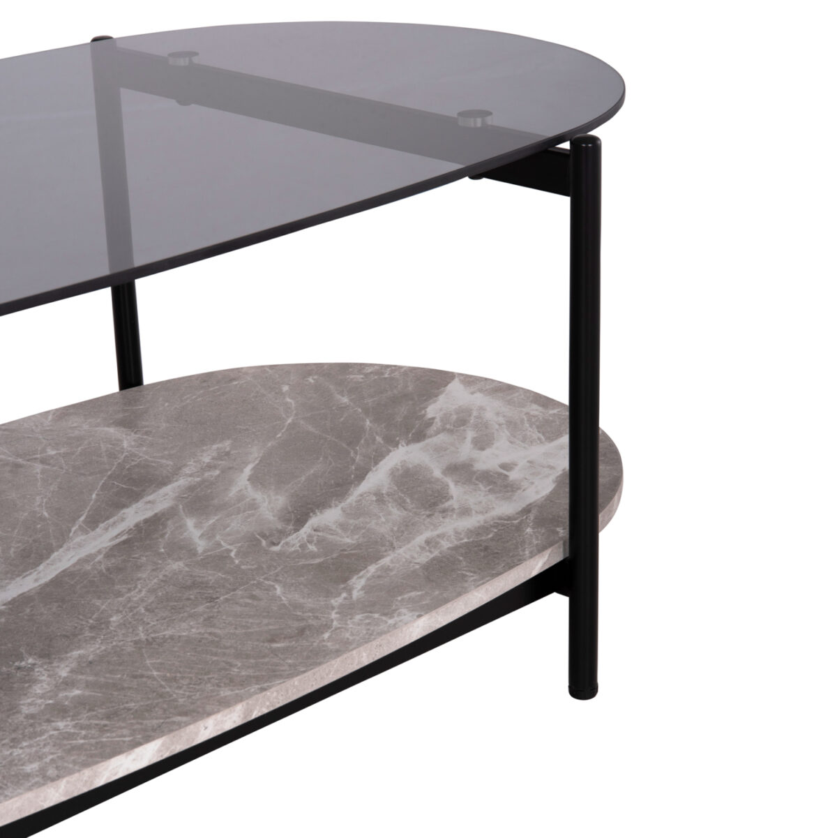 ΤΡΑΠΕΖΙ ΣΑΛΟΝΙΟΥ ΟΒΑΛ KITTY LH10.18040 ΓΥΑΛΙ ΦΙΜΕ TOP-GREY MARBLE ΜΕΛΑΜΙΝΗ 110x50x43Υεκ - Image 5