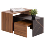 ΤΡΑΠΕΖΙ ΣΑΛΟΝΙΟΥ ΣΕΤ 3ΤΜΧ BENTIL LH10.9444.12 ΜΕΛΑΜΙΝΗ ΚΑΡΥΔΙ-ΜΑΥΡΟ ΜΑΡΜΑΡΟ 65x35x45Υεκ