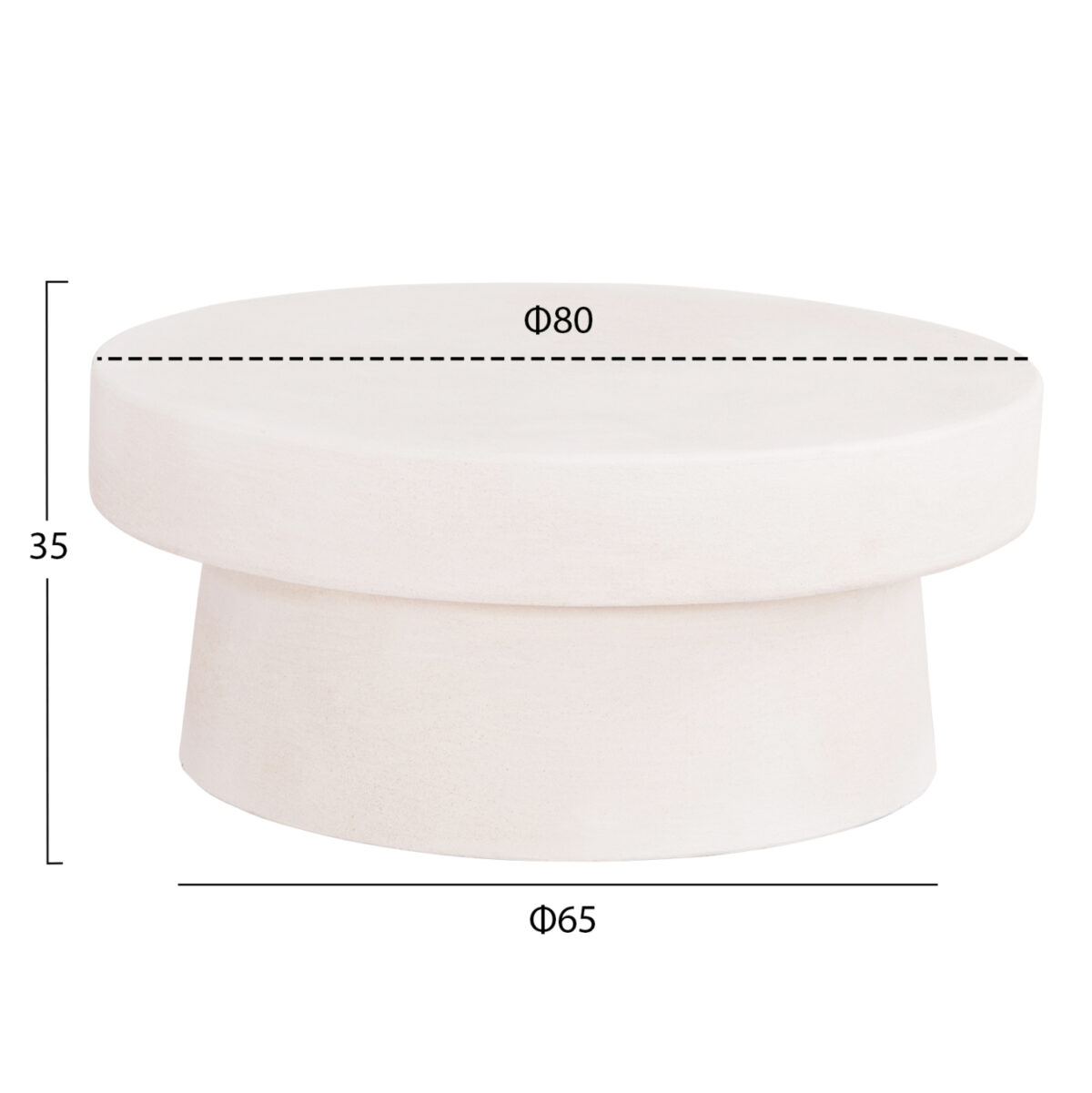 ΤΡΑΠΕΖΙ ΣΑΛΟΝΙΟΥ ΣΤΡΟΓΓΥΛΟ ΣΕΙΡΑ SANTORINI LH10.18050 MDF ΣΕ ΥΠΟΛΕΥΚΟ ΧΡΩΜΑ Φ80x35Υεκ. - Image 2