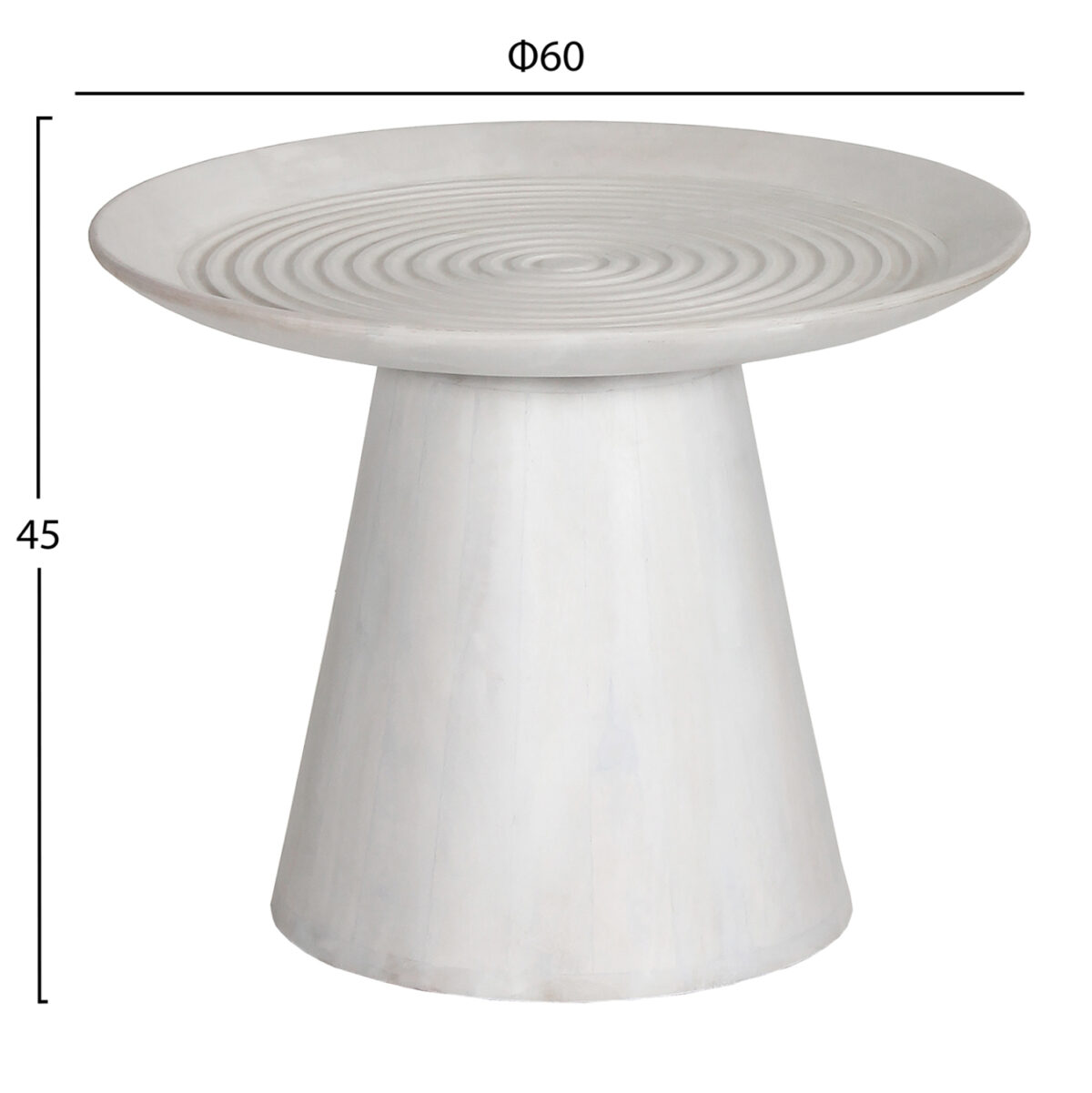 ΤΡΑΠΕΖΙ ΣΑΛΟΝΙΟΥ ΣΤΡΟΓΓΥΛΟ ROSS LH10.9709 ΜΑΣΙΦ ΞΥΛΟ MANGO-ΛΕΥΚΟ Φ60x45Υεκ. - Image 2