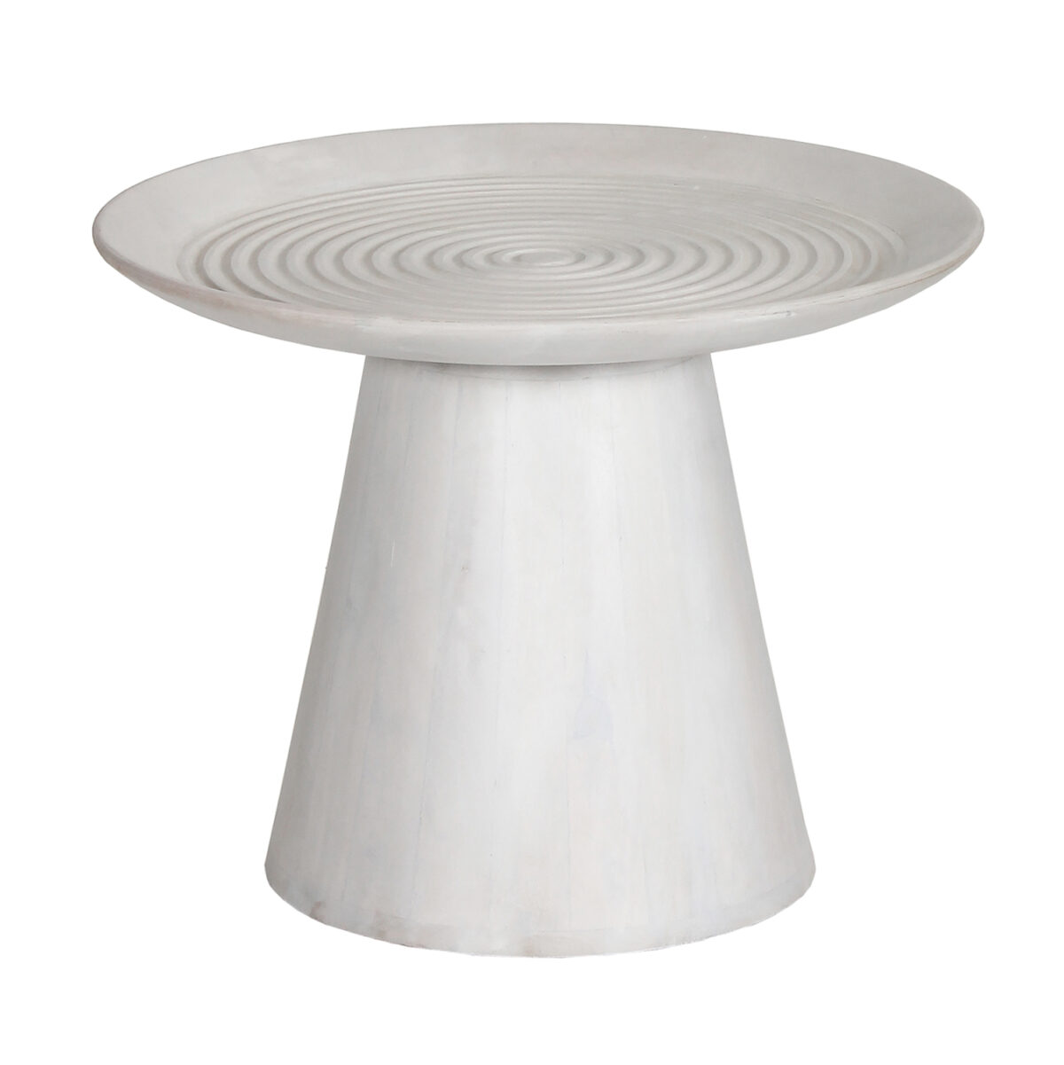 ΤΡΑΠΕΖΙ ΣΑΛΟΝΙΟΥ ΣΤΡΟΓΓΥΛΟ ROSS LH10.9709 ΜΑΣΙΦ ΞΥΛΟ MANGO-ΛΕΥΚΟ Φ60x45Υεκ. - Image 1