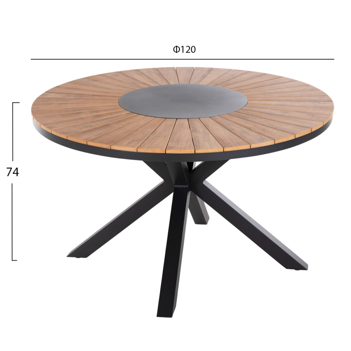 ΤΡΑΠΕΖΙ ΣΤΡΟΓΓΥΛΟ ΕΞ.ΧΩΡΟΥ MORIL LH10.6041.01 ΑΛΟΥΜΙΝΙΟ ΑΝΘΡΑΚΙ-POLYWOOD ΦΥΣΙΚΟ Φ120εκ. - Image 2