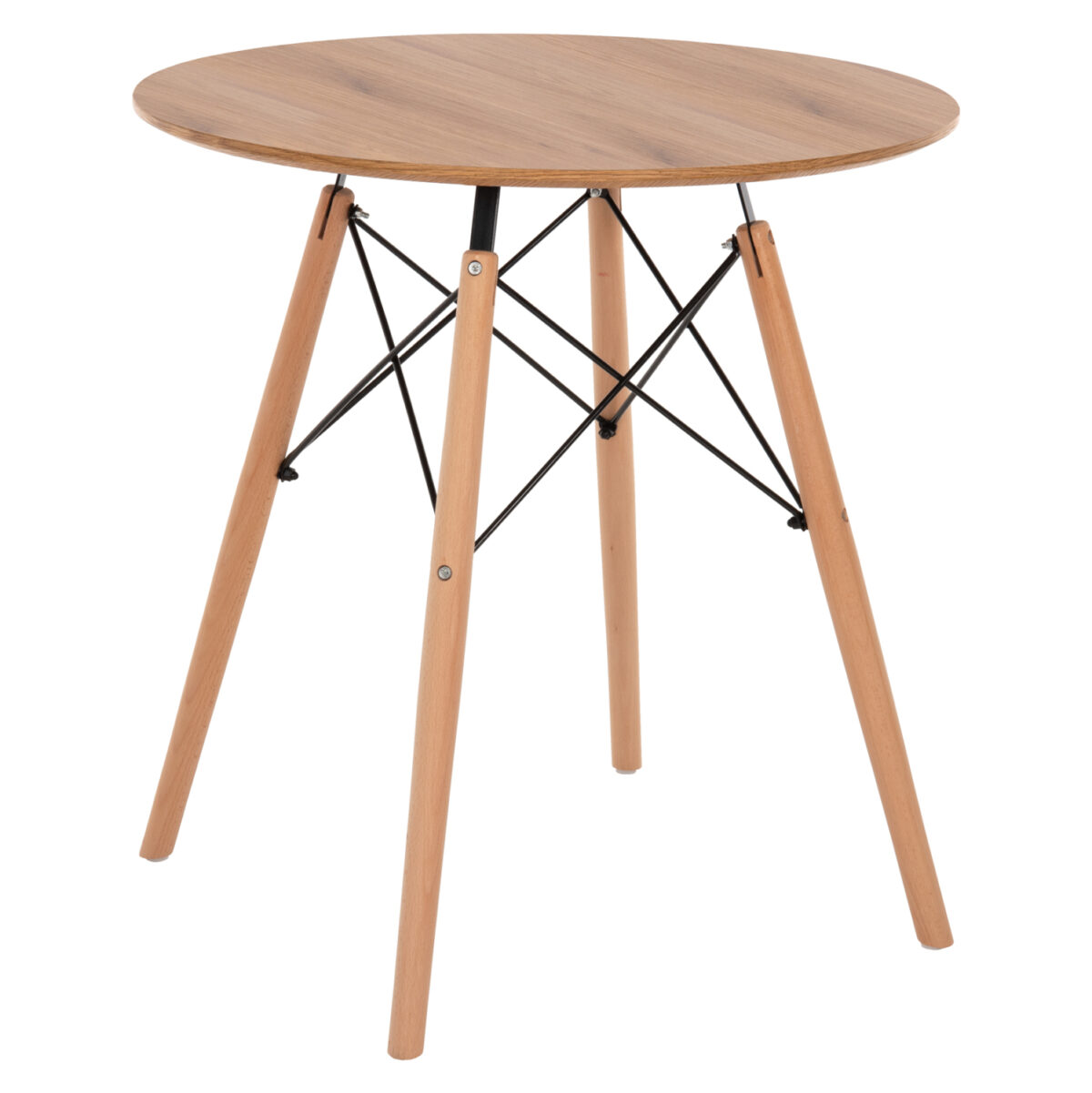 ΤΡΑΠΕΖΙ MINIMAL ΣΤΡΟΓΓΥΛΟ LH10.0059.04 MDF ΣΕ ΦΥΣΙΚΟ-ΠΟΔΙΑ ΟΞΙΑΣ ΦΥΣΙΚΟ Φ80Χ72Υεκ. - Image 1