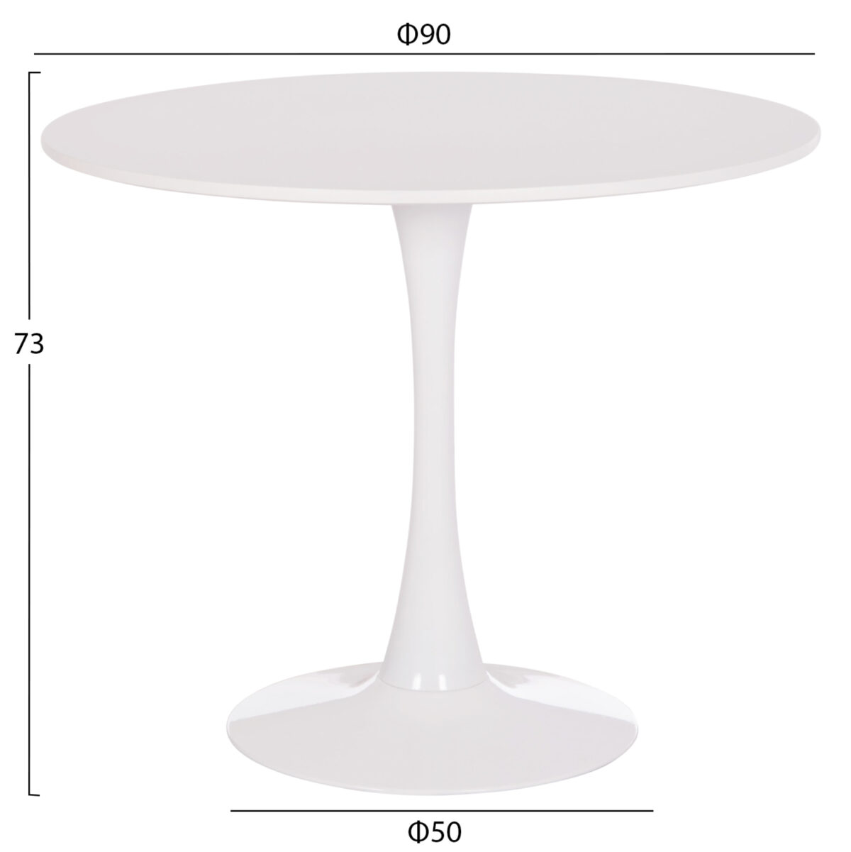 ΤΡΑΠΕΖΙ ΣΤΡΟΓΓΥΛΟ BROLIN LH10.18141.01 MDF TOP-ΒΑΣΗ ΜΕΤΑΛΛΙΚΗ--ΛΕΥΚΟ Φ90x73Υεκ - Image 2