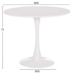 ΤΡΑΠΕΖΙ ΣΤΡΟΓΓΥΛΟ BROLIN LH10.18141.01 MDF TOP-ΒΑΣΗ ΜΕΤΑΛΛΙΚΗ--ΛΕΥΚΟ Φ90x73Υεκ - Image 2