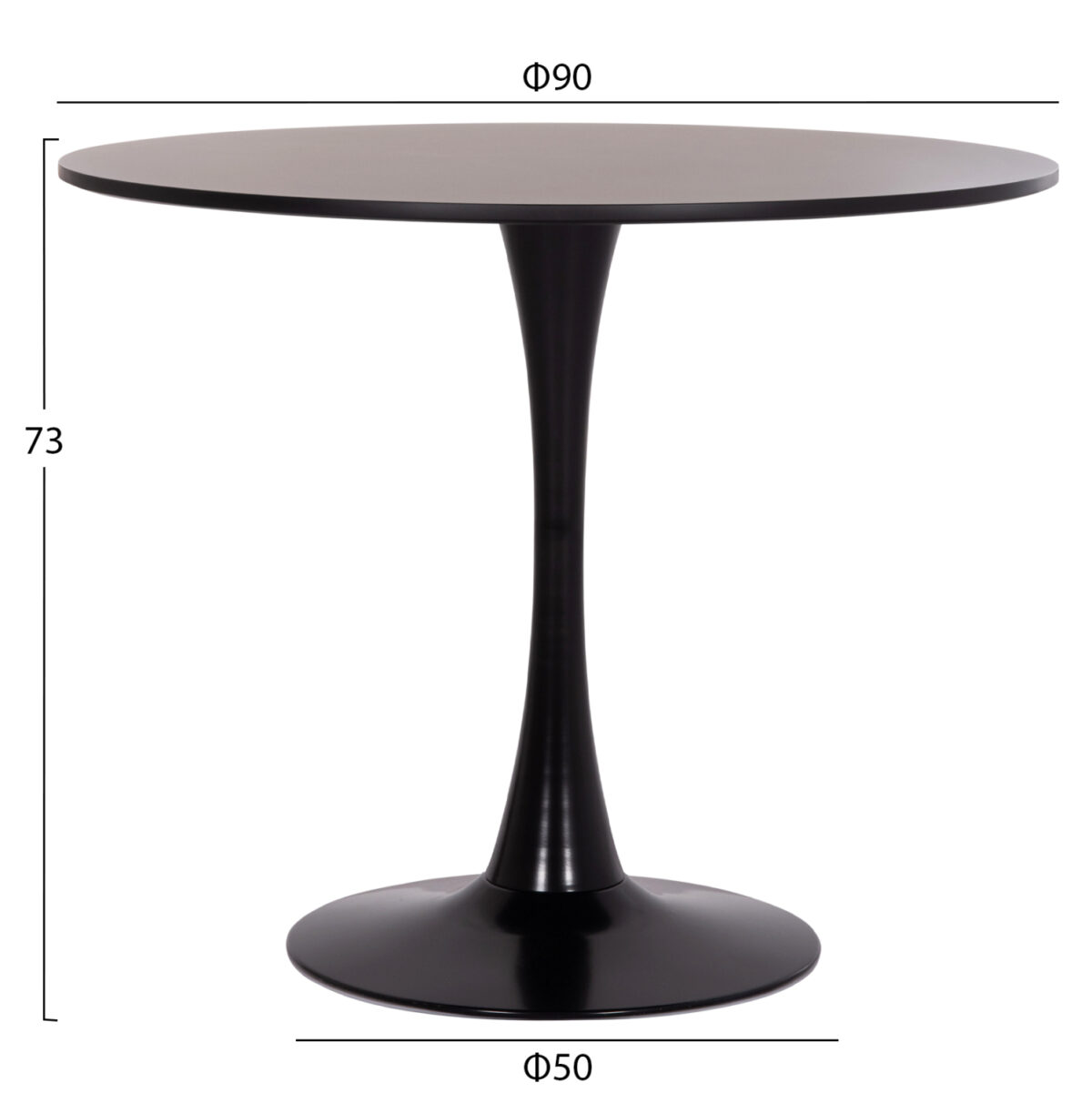ΤΡΑΠΕΖΙ ΣΤΡΟΓΓΥΛΟ BROLIN LH10.18141.02 MDF TOP-ΒΑΣΗ ΜΕΤΑΛΛΙΚΗ--ΜΑΥΡΟ Φ90x73Υεκ - Image 2