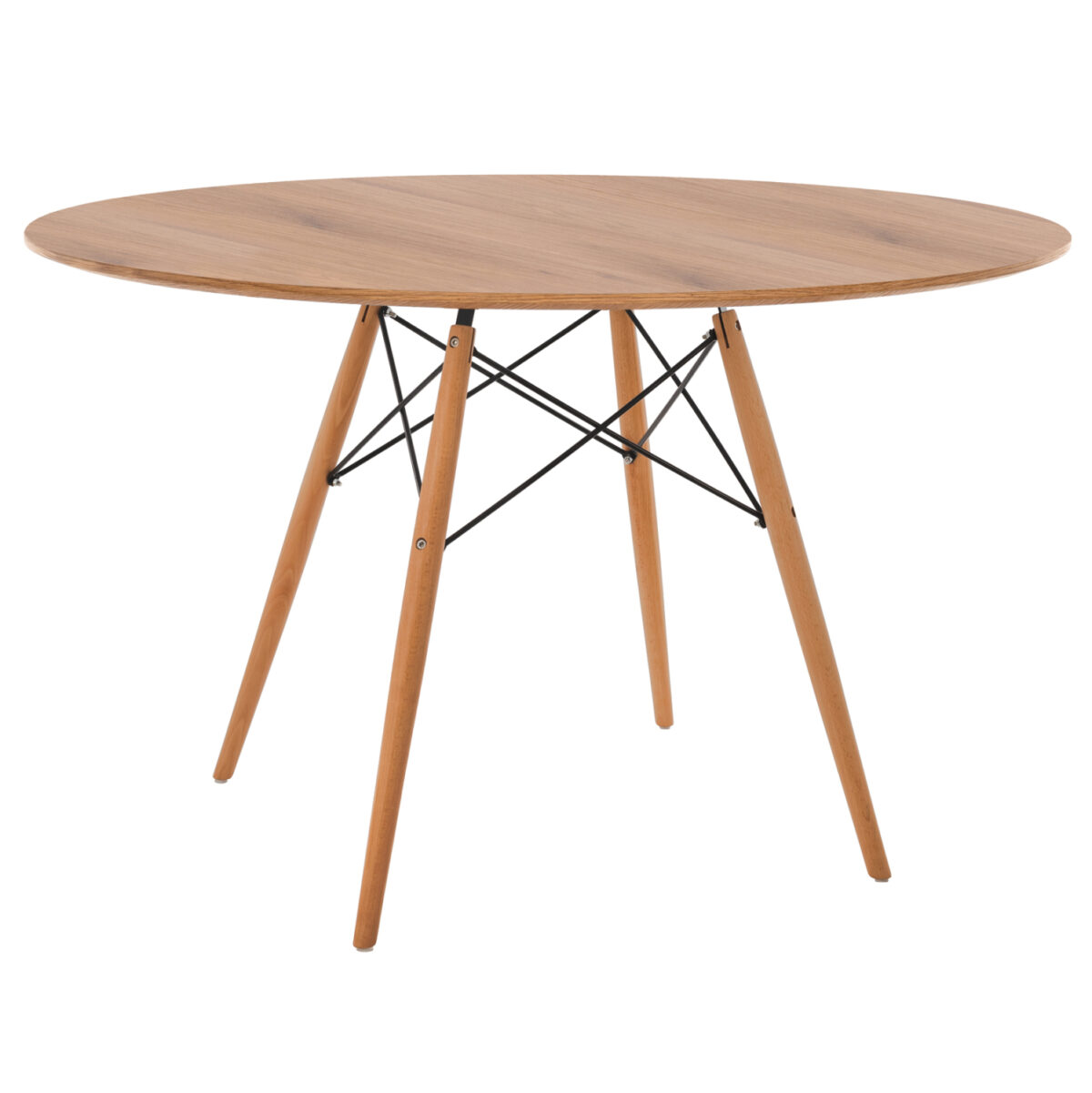 ΤΡΑΠΕΖΙ MINIMAL ΣΤΡΟΓΓΥΛΟ LH10.8454.04 MDF ΣΕ ΦΥΣΙΚΟ-ΠΟΔΙΑ ΟΞΙΑΣ ΣΕ ΦΥΣΙΚΟ Φ120Χ75Υεκ. - Image 1