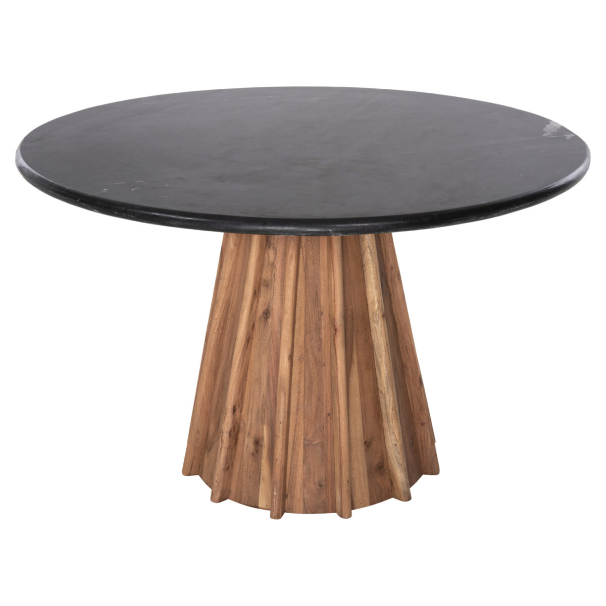 ΤΡΑΠΕΖΙ ΤΡΑΠΕΖΑΡΙΑΣ ΣΤΡΟΓΓΥΛΟ DRAXX LH10.9687 ΜΑΣΙΦ ΞΥΛΟ ΑΚΑΚΙΑΣ-ΕΠΙΦΑΝΕΙΑ ΜΑΥΡΟ ΜΑΡΜΑΡΟ Φ120x76Υεκ - Image 2