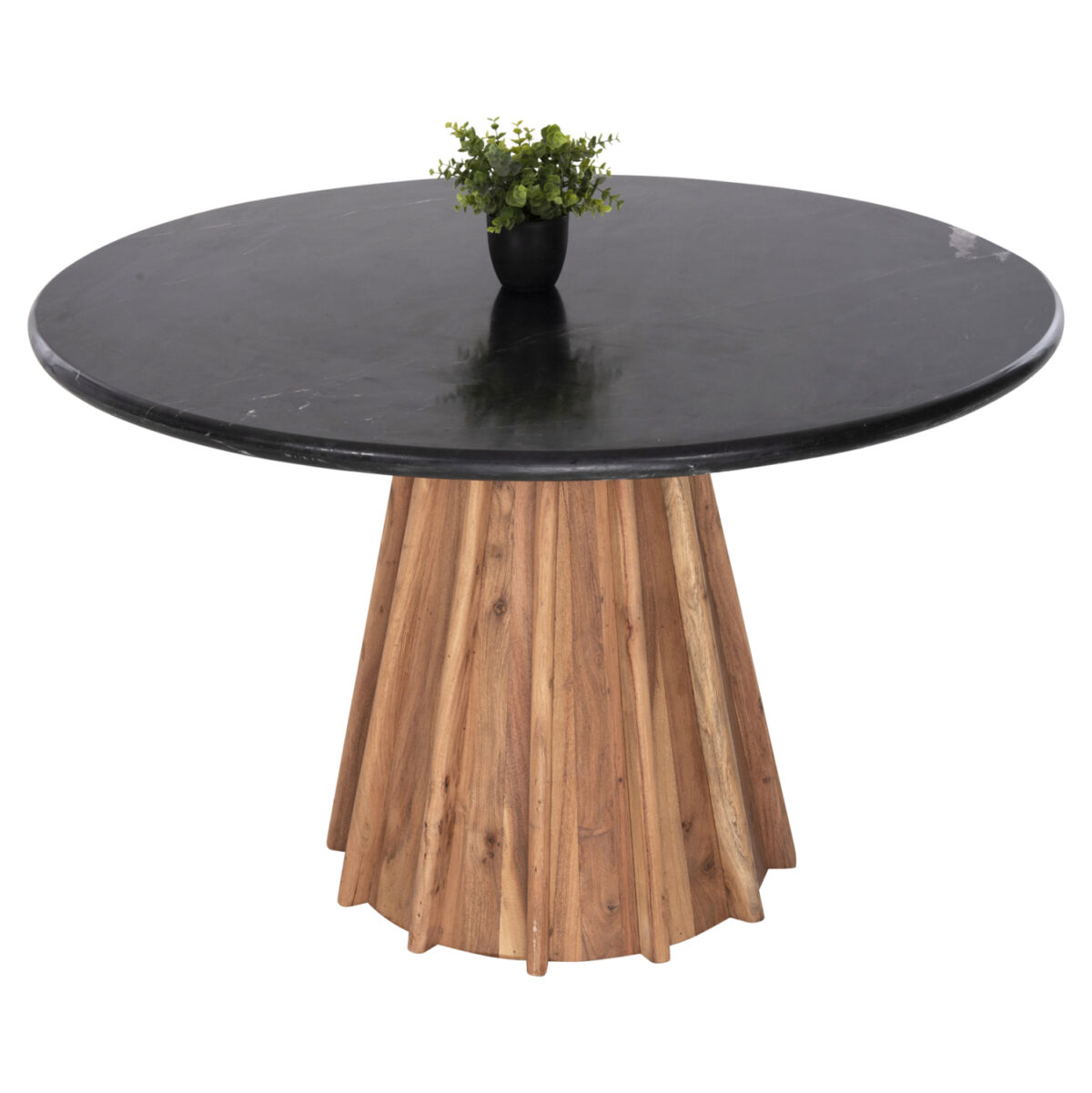 ΤΡΑΠΕΖΙ ΤΡΑΠΕΖΑΡΙΑΣ ΣΤΡΟΓΓΥΛΟ DRAXX LH10.9687 ΜΑΣΙΦ ΞΥΛΟ ΑΚΑΚΙΑΣ-ΕΠΙΦΑΝΕΙΑ ΜΑΥΡΟ ΜΑΡΜΑΡΟ Φ120x76Υεκ - Image 1