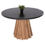 ΤΡΑΠΕΖΙ ΤΡΑΠΕΖΑΡΙΑΣ ΣΤΡΟΓΓΥΛΟ DRAXX LH10.9687 ΜΑΣΙΦ ΞΥΛΟ ΑΚΑΚΙΑΣ-ΕΠΙΦΑΝΕΙΑ ΜΑΥΡΟ ΜΑΡΜΑΡΟ Φ120x76Υεκ