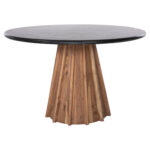 ΤΡΑΠΕΖΙ ΤΡΑΠΕΖΑΡΙΑΣ ΣΤΡΟΓΓΥΛΟ DRAXX LH10.9687 ΜΑΣΙΦ ΞΥΛΟ ΑΚΑΚΙΑΣ-ΕΠΙΦΑΝΕΙΑ ΜΑΥΡΟ ΜΑΡΜΑΡΟ Φ120x76Υεκ - Image 3