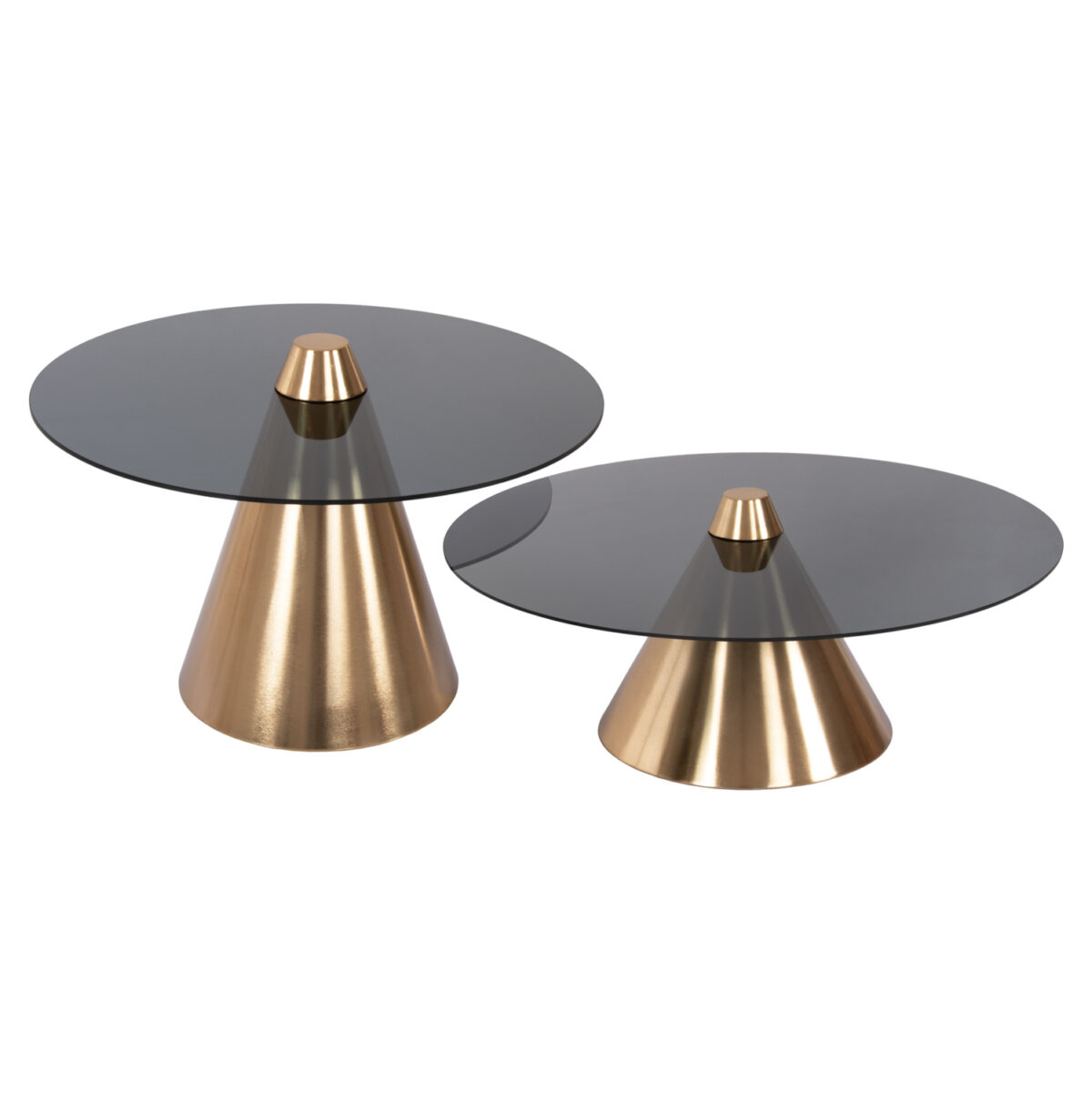 trapezia-salonioy-2tmch-fb99919-metallo- ΤΡΑΠΕΖΙA ΣΑΛΟΝΙΟΥ 2ΤΜΧ REBEN LH10.9919 ΜΕΤΑΛΛΟ ΧΡΥΣΟ-ΦΙΜΕ ΜΑΥΡΟ ΓΥΑΛΙ Φ80 & Φ60 εκ. - Image 1
