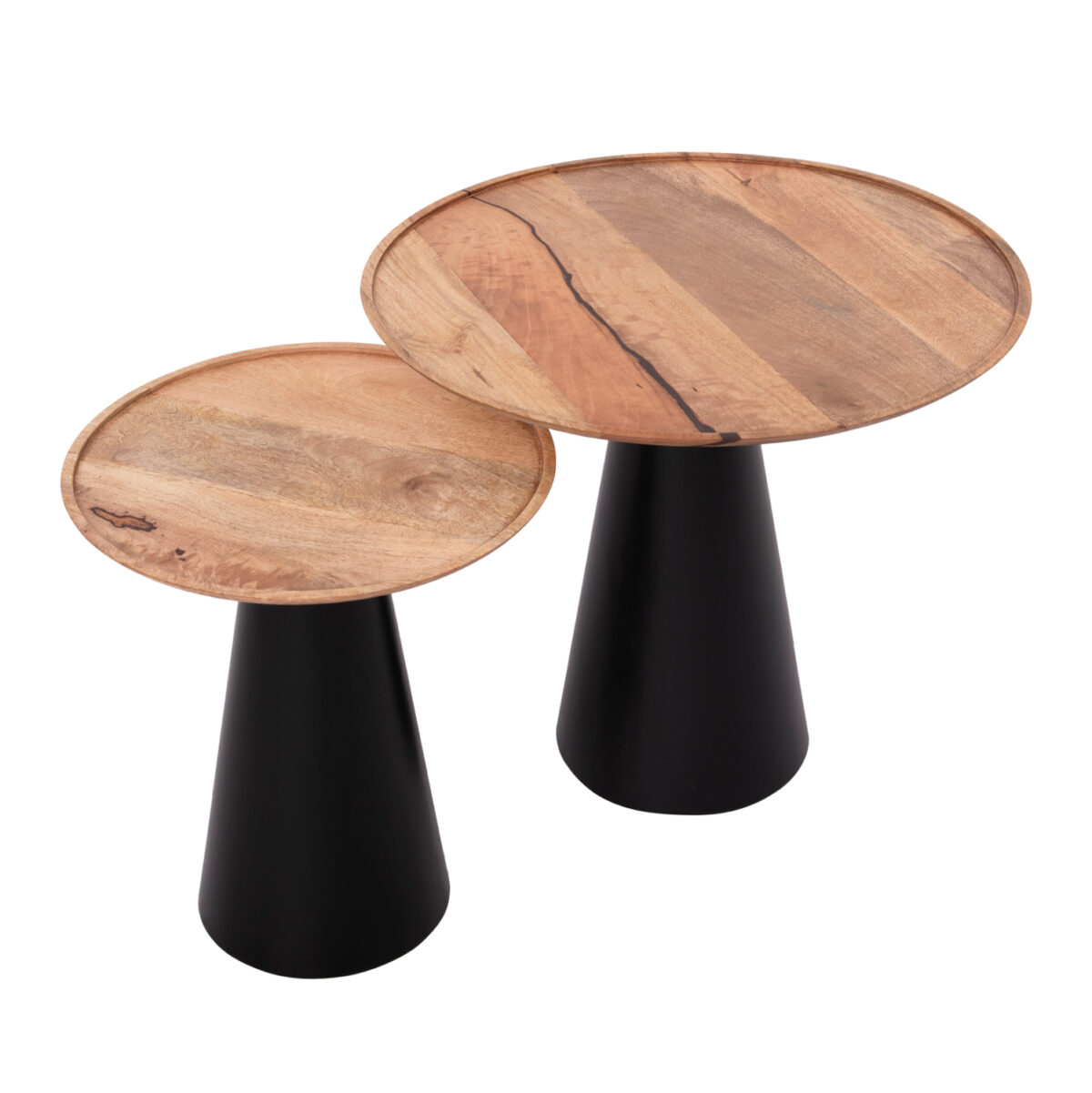 ΤΡΑΠΕΖΙA ΣΑΛΟΝΙΟΥ 2ΤΜΧ RIFF LH10.9997 ΞΥΛΟ MANGO-ΜΕΤΑΛΛΙΚΕΣ ΒΑΣΕΙΣ Φ60 & Φ40 εκ. - Image 3