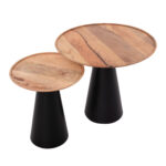 ΤΡΑΠΕΖΙA ΣΑΛΟΝΙΟΥ 2ΤΜΧ RIFF LH10.9997 ΞΥΛΟ MANGO-ΜΕΤΑΛΛΙΚΕΣ ΒΑΣΕΙΣ Φ60 & Φ40 εκ. - Image 3