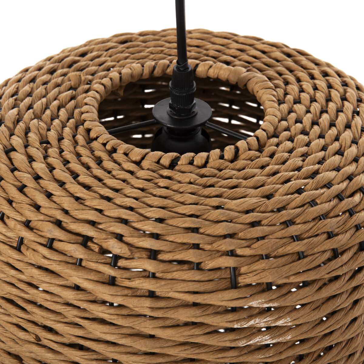 ΦΩΤΙΣΤΙΚΟ ΟΡΟΦΗΣ ΚΡΕΜΑΣΤΟ LH10.4340 PAPER ROPE ΜΠΕΖ-ΜΑΥΡΟ ΜΕΤΑΛΛΟ-Φ26x40-120Υεκ. - Image 4