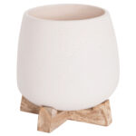 ΓΛΑΣΤΡΑ ΕΣ.ΧΩΡΟΥ FRELLO LH10.4674.02S ΛΕΥΚΟ FIBER CEMENT--TEAK ΒΑΣΗ 14,5x14,5x16Υεκ.