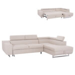 ΓΩΝΙΑΚΟΣ ΚΑΝΑΠΕΣ-ΚΡΕΒΑΤΙ ΜΕ ΑΠΟΘ.ΧΩΡΟ ENCORE LH10.3301.03R ΜΠΕΖ ΥΦΑΣΜΑ 285x205x90Υεκ.