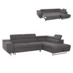 ΓΩΝΙΑΚΟΣ ΚΑΝΑΠΕΣ-ΚΡΕΒΑΤΙ ΜΕ ΑΠΟΘ.ΧΩΡΟ ENCORE LH10.3301.01R ΓΚΡΙ ΥΦΑΣΜΑ 285x205x90Υεκ.