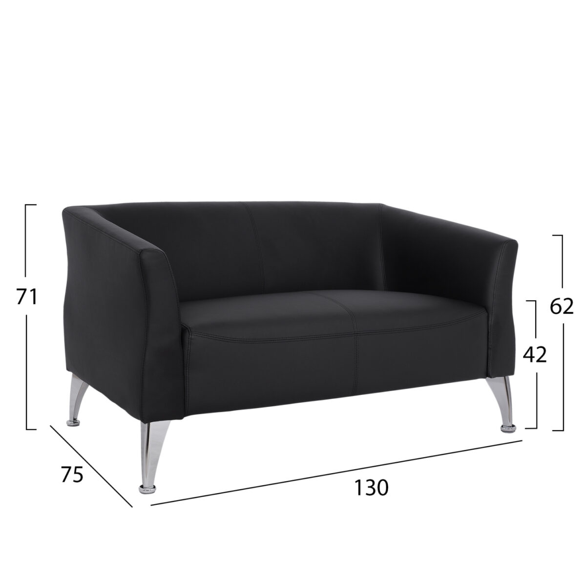ΚΑΝΑΠΕΣ 2ΘΕΣΙΟΣ KIANA LH10.3122.21 ΜΕ ΜΑΥΡΟ PU 130x75x71 εκ. - Image 2